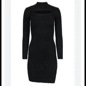 Blue Orchid Black High Neck Open Bust Long Sleeve Sweater Dress Women's S - NEW